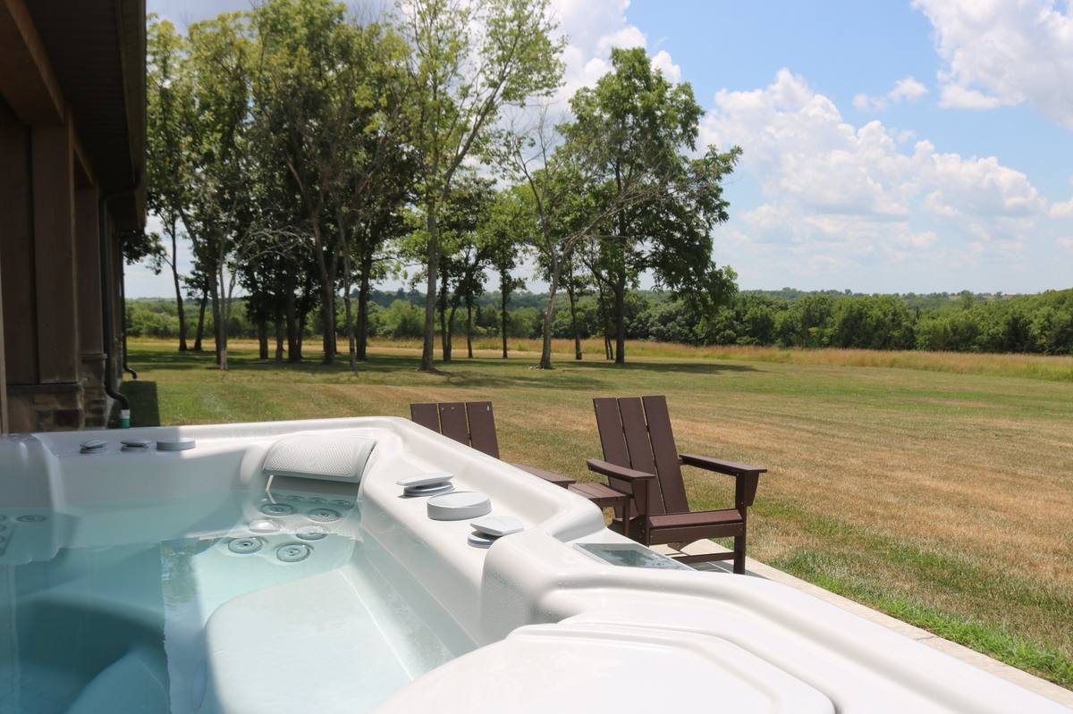 Saltwater hot tub with open views
